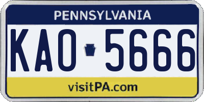 PA license plate KAO5666