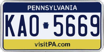 PA license plate KAO5669