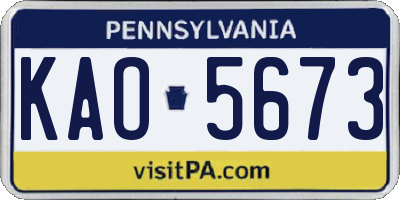PA license plate KAO5673