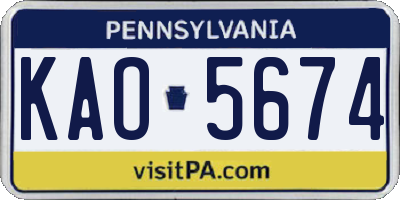PA license plate KAO5674