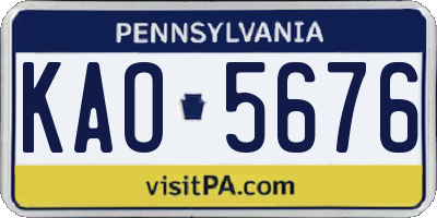 PA license plate KAO5676