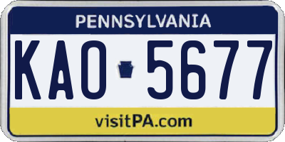 PA license plate KAO5677