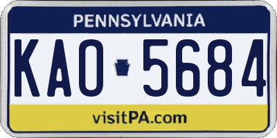 PA license plate KAO5684