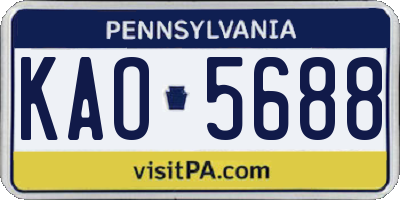 PA license plate KAO5688