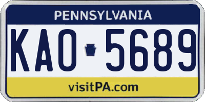 PA license plate KAO5689