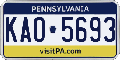 PA license plate KAO5693