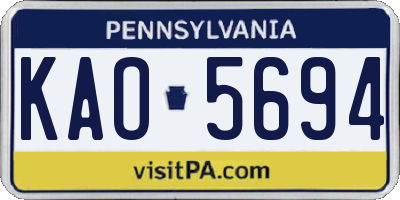 PA license plate KAO5694
