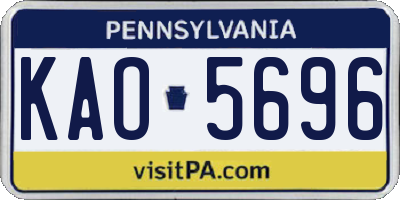 PA license plate KAO5696