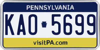 PA license plate KAO5699
