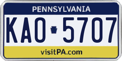 PA license plate KAO5707