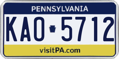 PA license plate KAO5712
