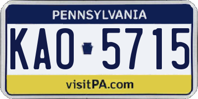 PA license plate KAO5715