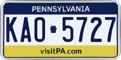 PA license plate KAO5727