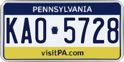 PA license plate KAO5728