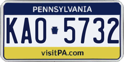 PA license plate KAO5732