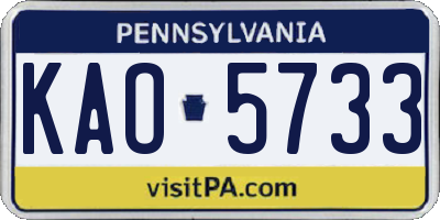 PA license plate KAO5733