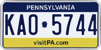 PA license plate KAO5744