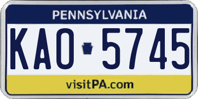 PA license plate KAO5745