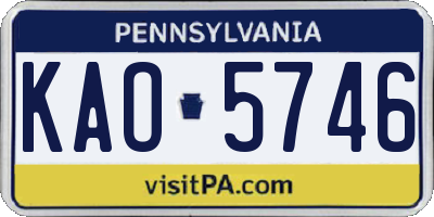 PA license plate KAO5746