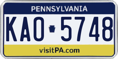 PA license plate KAO5748