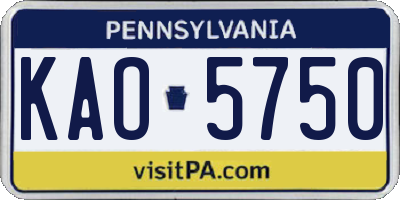 PA license plate KAO5750