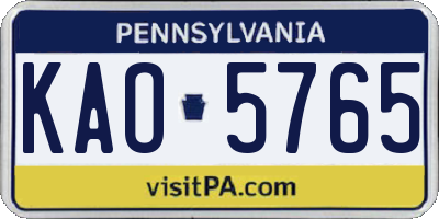 PA license plate KAO5765