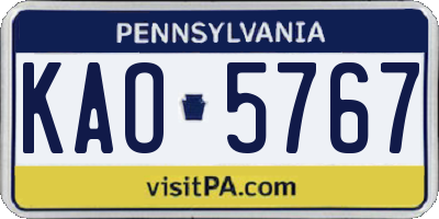 PA license plate KAO5767