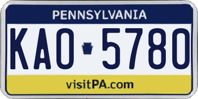 PA license plate KAO5780