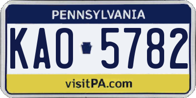 PA license plate KAO5782