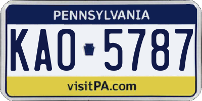 PA license plate KAO5787