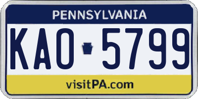 PA license plate KAO5799