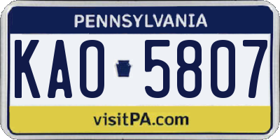 PA license plate KAO5807