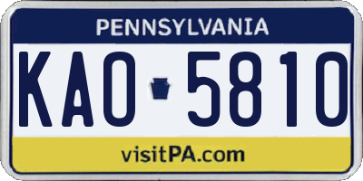 PA license plate KAO5810