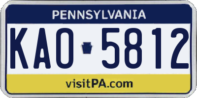 PA license plate KAO5812