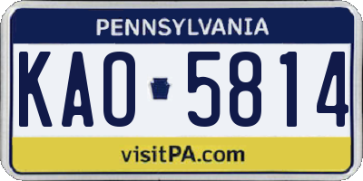 PA license plate KAO5814