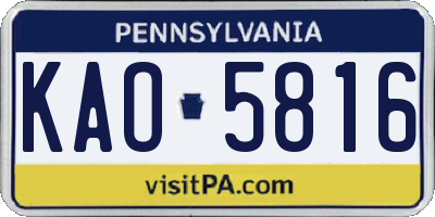 PA license plate KAO5816