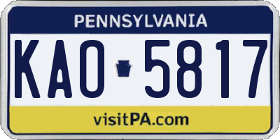 PA license plate KAO5817