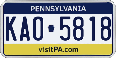PA license plate KAO5818