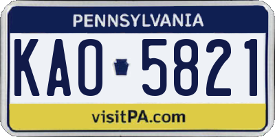 PA license plate KAO5821