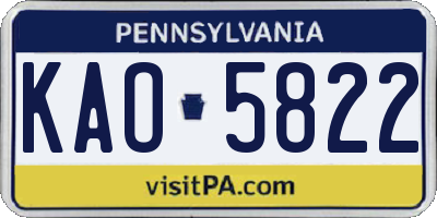 PA license plate KAO5822