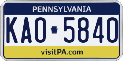 PA license plate KAO5840