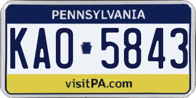 PA license plate KAO5843