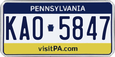 PA license plate KAO5847