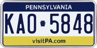 PA license plate KAO5848