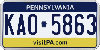 PA license plate KAO5863