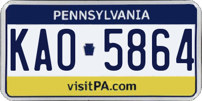 PA license plate KAO5864