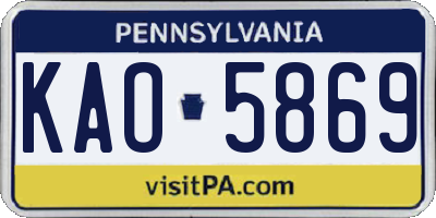 PA license plate KAO5869