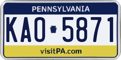 PA license plate KAO5871