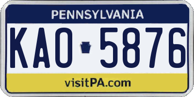 PA license plate KAO5876