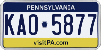PA license plate KAO5877
